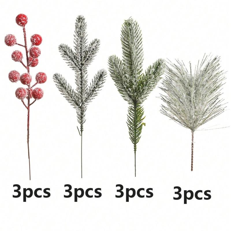 

12Pcs Artificial Pine Needle Christmas Tee Decoration for Home Room Decor Xmas Tree 2026 New Year Navidad DIY Gifts Ornament