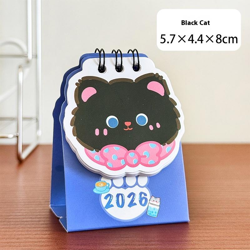 2026 Mini Simple Cute Cartoon Pattern Small Desk Calendar Pocket Portable Calendar Punch Plan Desktop Decoration