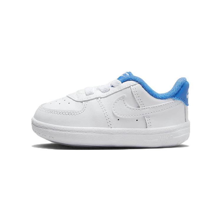 New Nike Air Force 1 Slip Resistant Cushioning Abrasion Resistant Low Top Toddler Shoes White Blue Infant And Toddler DQ0364-101