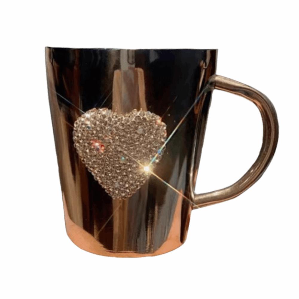 Creative Sparkling Water Cup Stainless Steel Rhinestone Studded Cup Modern Glass Cup  Home Use