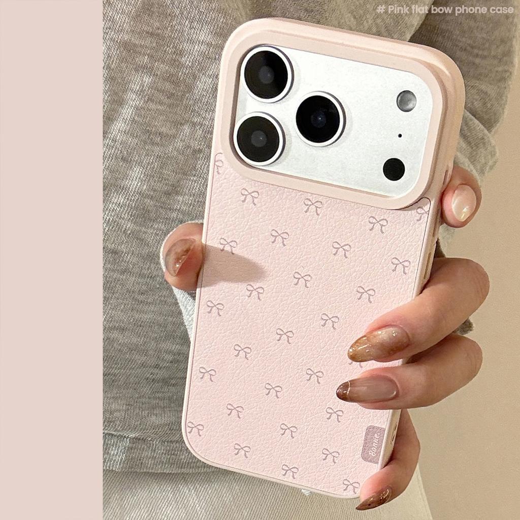 Rosa Schleife Leder Handyhülle für Apple 17 Promax für IPhone 16 Koreanisch 15 für Huawei für Samsung 14