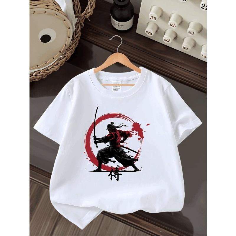 Taglie europee T-shirt da ragazzo Design Artistico Stampato, Ideale per Attività all'Aperto, Morbido Top a Maglia, Comodo e Traspirante, Adatto per l'Estate