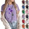Women's Fashion Casual Printed Round Neck Short Sleeved Pullover T-Shirt Top