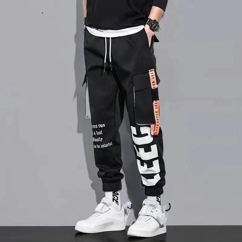

Work Pants Men s Summer and Fall Multi-pocket Drawstring Pants Korean Version of The Student Teenagers in The Waist Casual Pants XS
