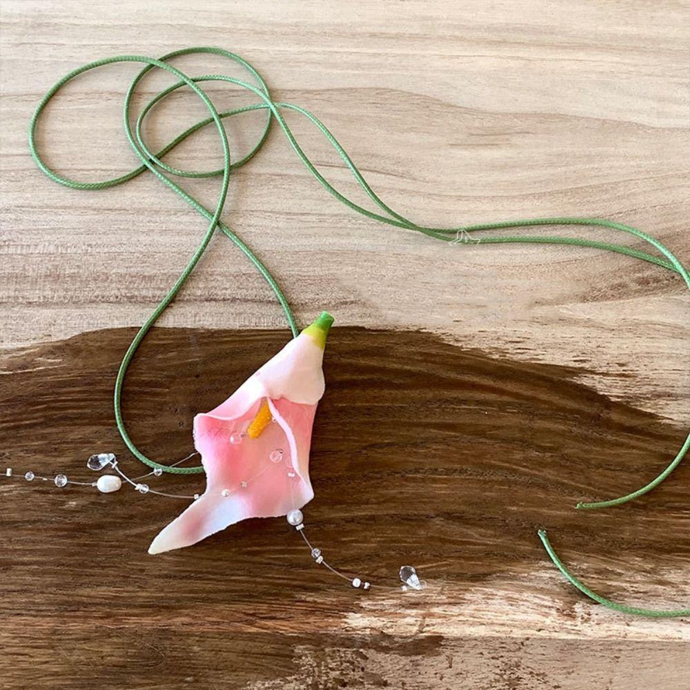 

Exaggerated Flower Necklace Wax Rope Floral lavicle Chain Sweet Flower Choker Wedding розовый
