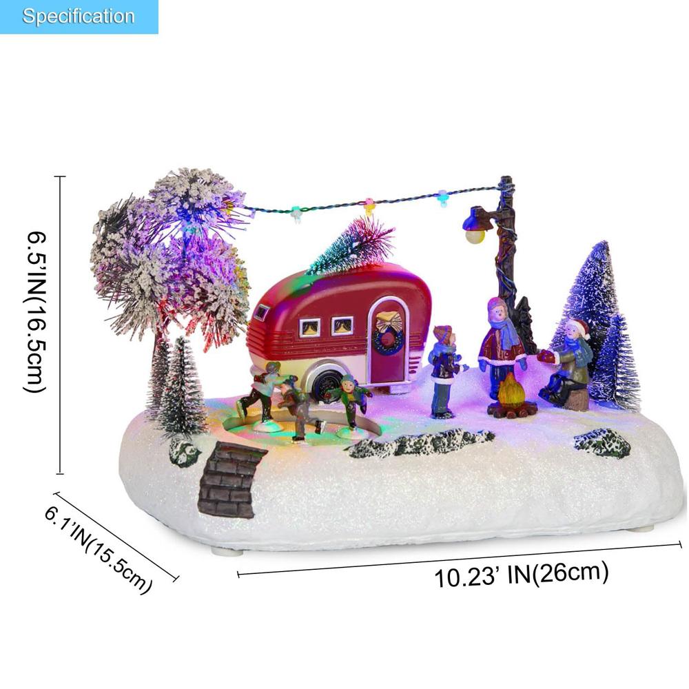 

Анимированная Рождественская Деревня Кемперов Здание Светодиодный Дом Коллекция Сцен Внутреннее Украшение для Стола Камина Рождественской Елки красный