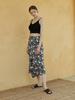 Myue Flower Print Skirt Black