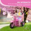 Electric Motorcycle Children 2-5 Years, 3 Wheels, 6 V, 3 Km/h, with Bubble Function, Light and Sound Effects, Pink