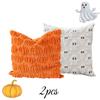1/2pcs Halloween Plush Pillow Cover Pumpkin Ghost Pattern Cushion Case Festive Decor for Living Room Bedroom Throw Pillow Covers