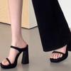 High Heels Women Slippers Chunky Shoes Dress Elegant Woman Pumps 2025 New Designer Sandals Luxury Ladies De Zapatillas