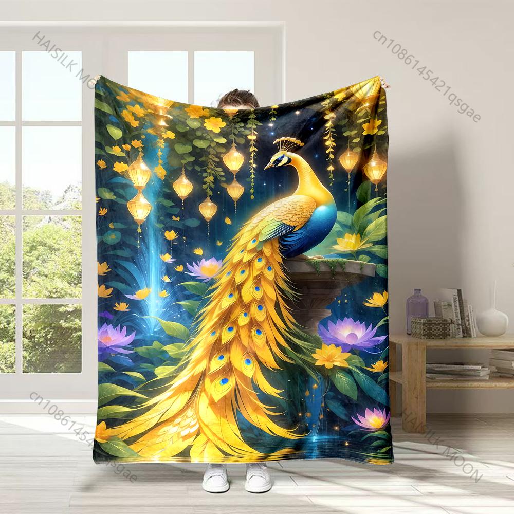 

1PC Peacock with lush flowers Print Adult Children Warm Blankets Home Travel Car Soft and Comfortable Suitable for all seasons 75x100cm