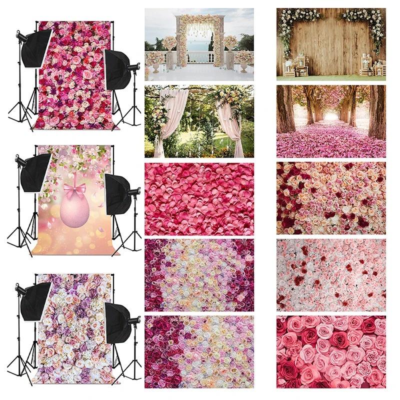 Fundal Floral pentru Fotografie Fundal cu Flori Baby Shower Ziua Mamei Ziua Îndrăgostiților Nuntă Decor Petrecere de Aniversare Banner Recuzită Studio