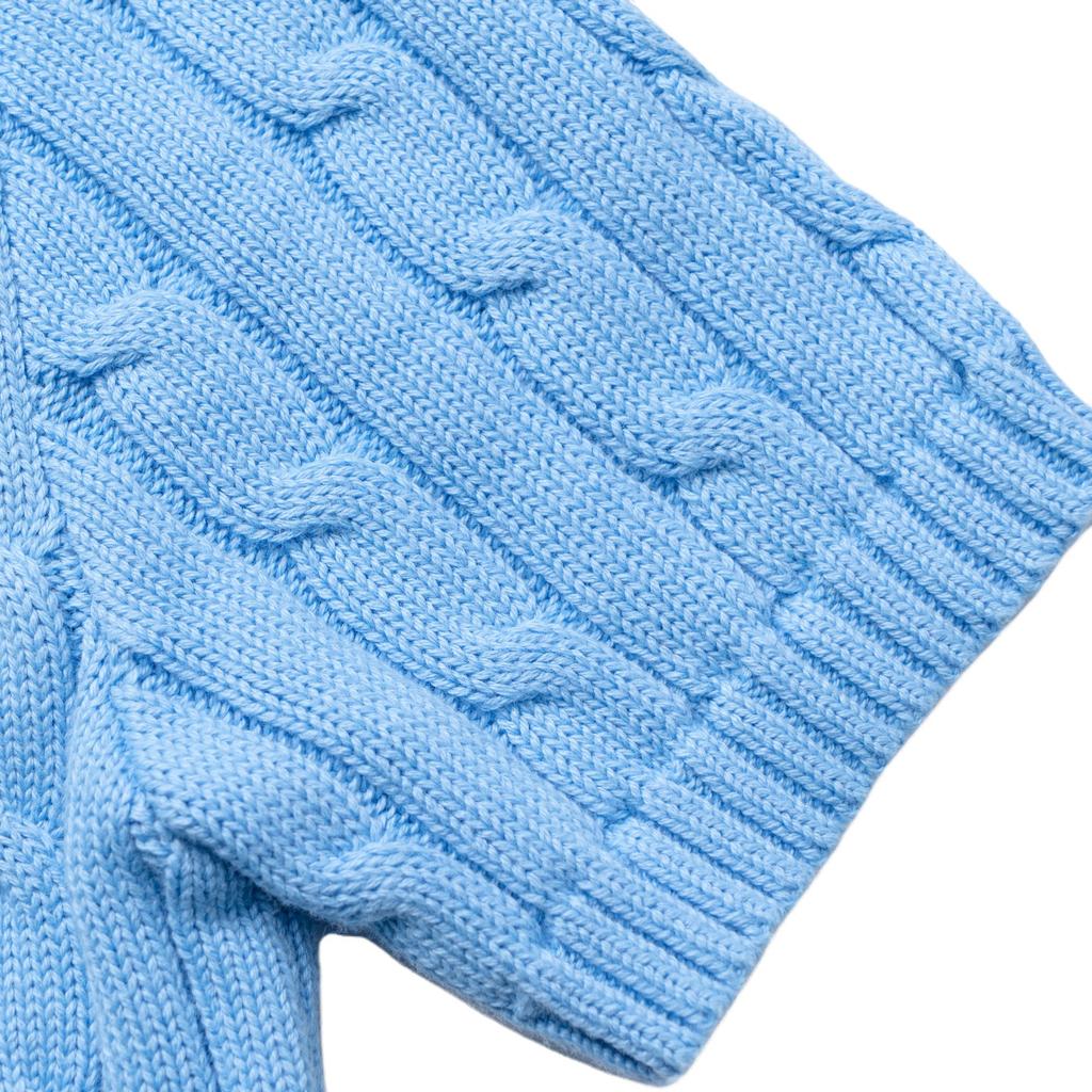 Polo Ralph Lauren SS25 Embroidered Pony Logo Twisted Knit Round Neck Short Sleeve Sweater Women sweater Blue 211910987-037