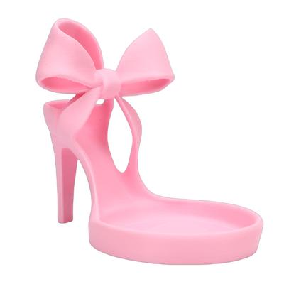 3D-gedruckter High-Heel-Schmuckhalter mit Schleife Eleganter Schuhförmiger Ring Ohrring Armband Organizer Einzigartiger Präsentationsständer
