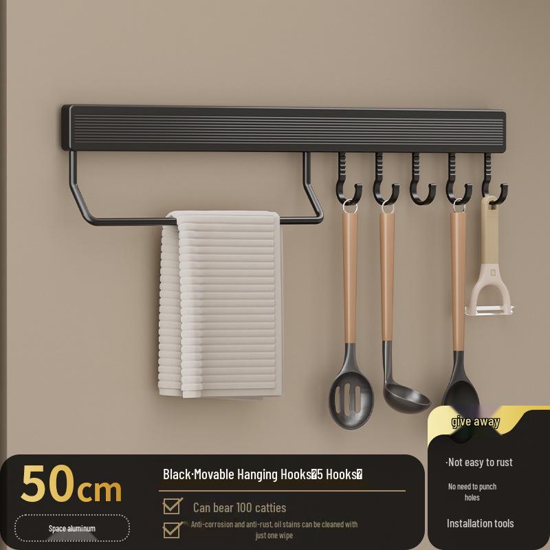 Multi-Functional Wall-Mounted Kitchen Hook Rack for Utensil Storage