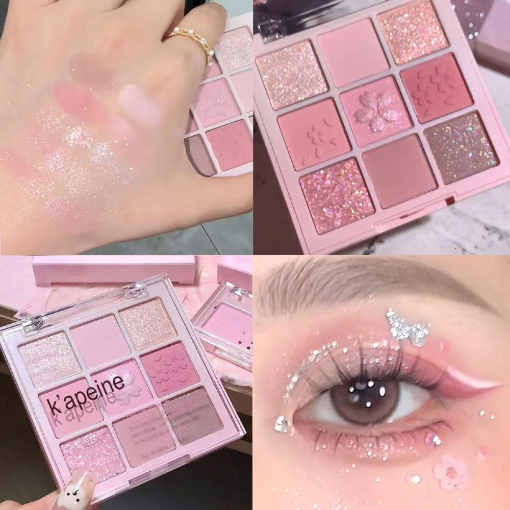 

Палитра теней для век Romantic Sakura 9 Color Matte Pearlescent Milk Tea Peach Color Makeup Palette