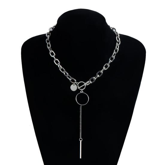 Choker Punk Geométrico Brincos Pendentes com Gancho de Fecho Alavanca Choker em Y com Pingente de Disco Corrente Grossa para Uso Diário Festas de Rua