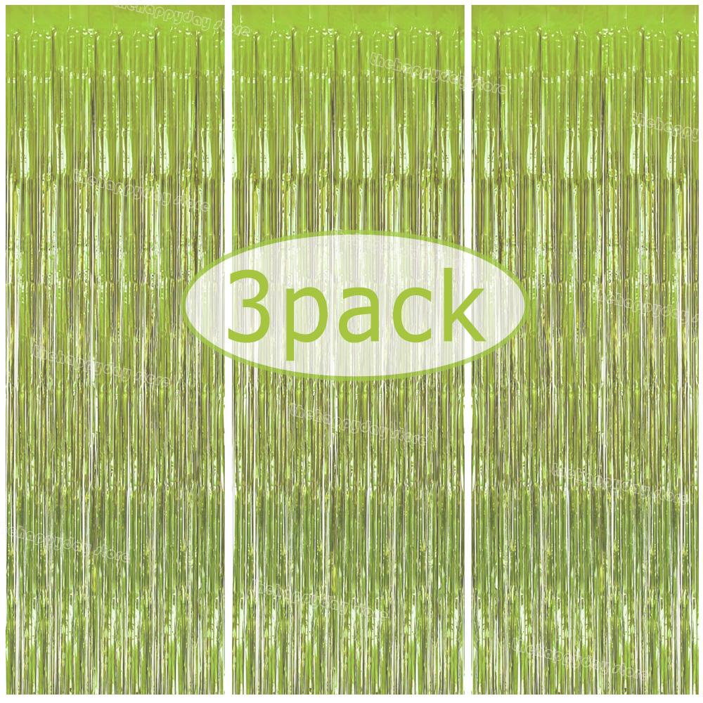 3Pack Valentines Day Party Backdrop Decorative Curtains Bachelorette Party Backdrop Metallic Foil Tinsel Fringe Curtain Christma