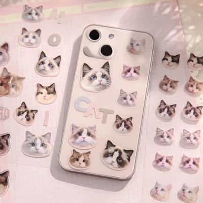 3 Parça Güzel Kedi Etiket Gerçek Atış Kawaii Kedi Kırtasiye Etiket DIY Dekoratif Karalama Defteri Kedi Etiket Sevimli Öğrenci Malzemeleri