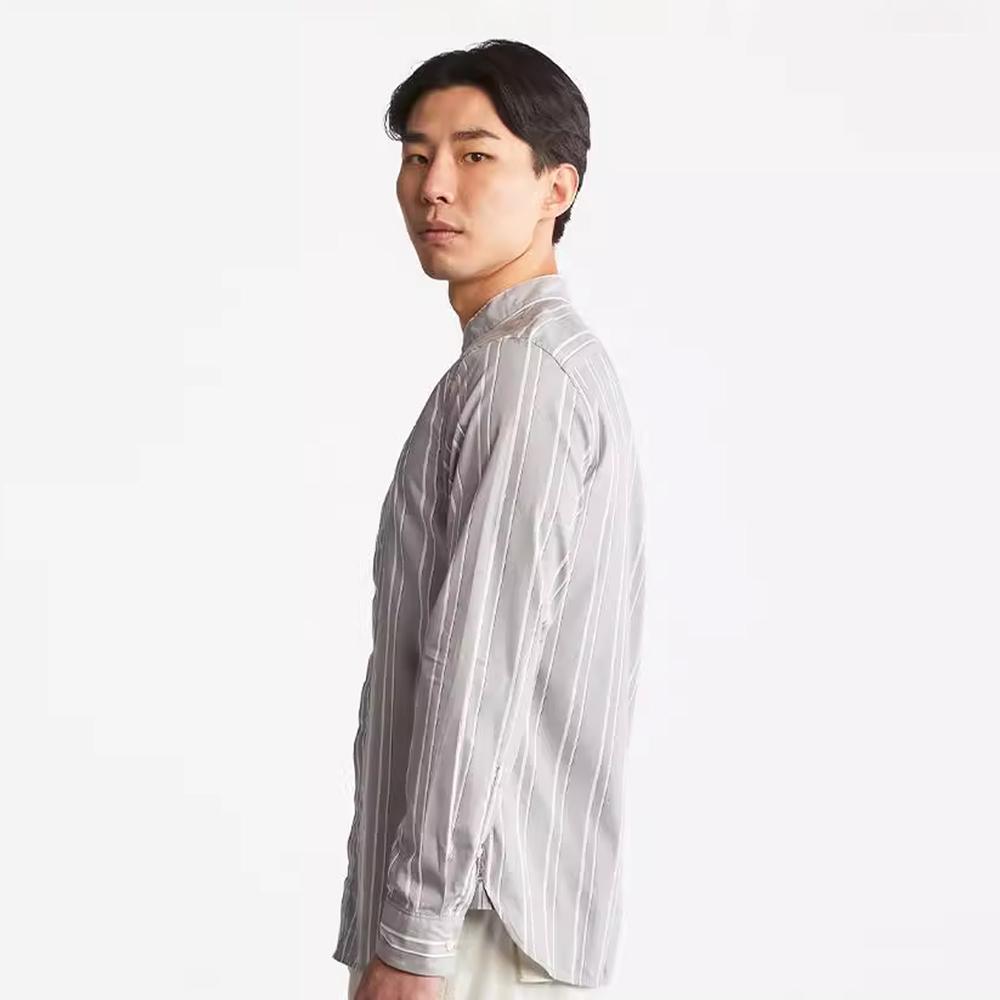 Timberland Business Casual Striped Stand Collar Single-Breasted Long Sleeve Shirt Men shirts Griffin-Gray A26DZ-CP1