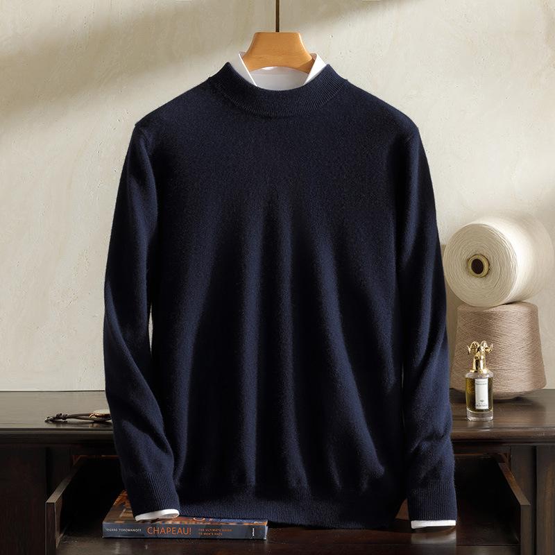 New 100 cashmere sweater semi-turtleneck teen high-end pure cashmere sweater men