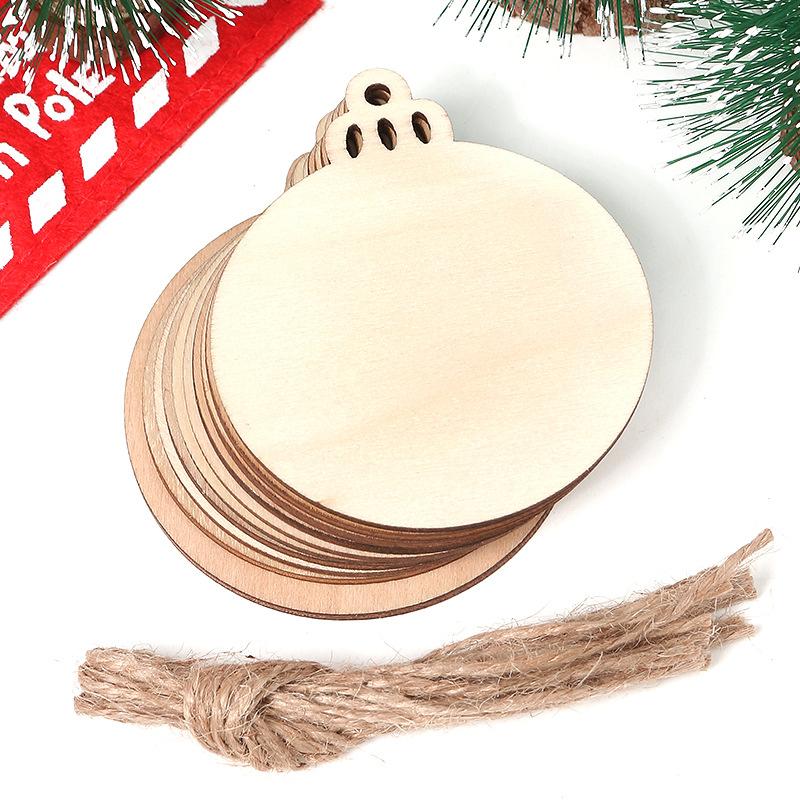 10PCS DIY Wood Christmas Ornament Unfinsihed Wooden Christmas Tree Hanging Decorations for DIY Craft Xmas Home Party Decor