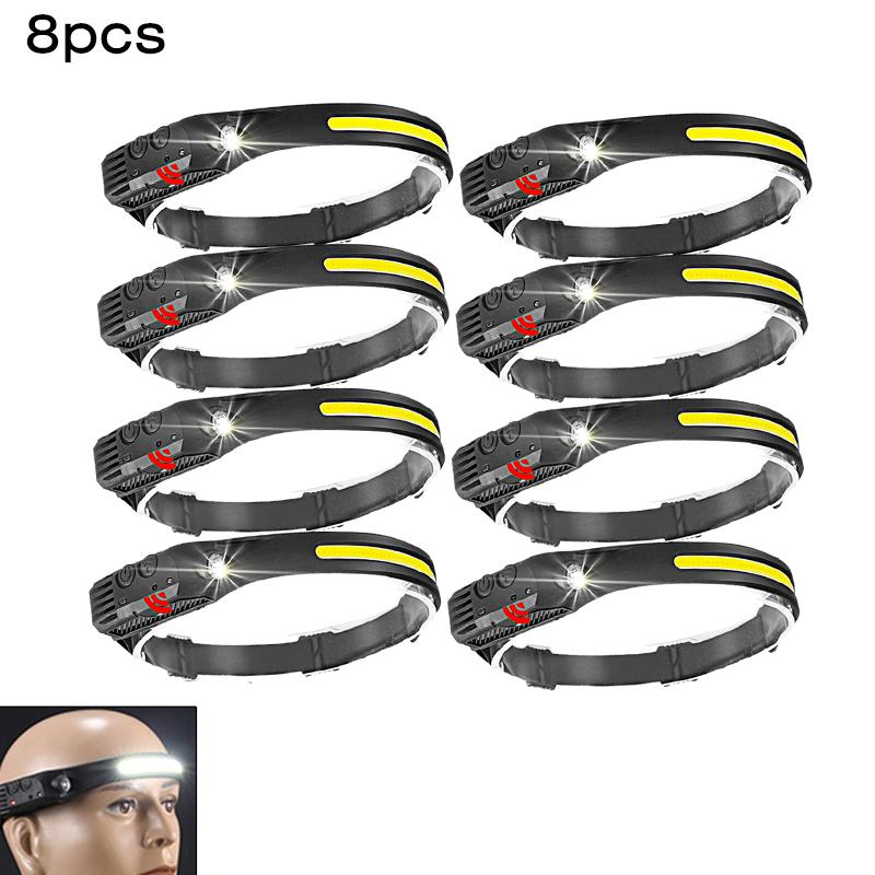 1-10PCS COB Induction Headlamp Built-in Battery Sensor Head Flashlight USB Rechargeable 5 Lighting Modes Waterproof Headlight
