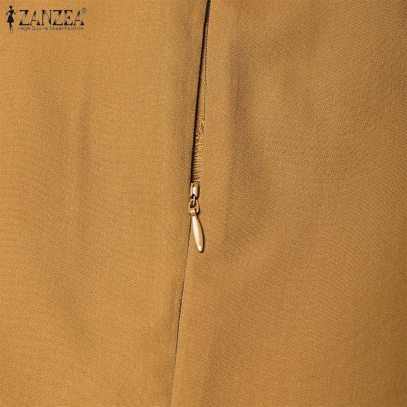 ZANZEA Women Casual Elegant V-Neck Summer Short Sleeve Dress