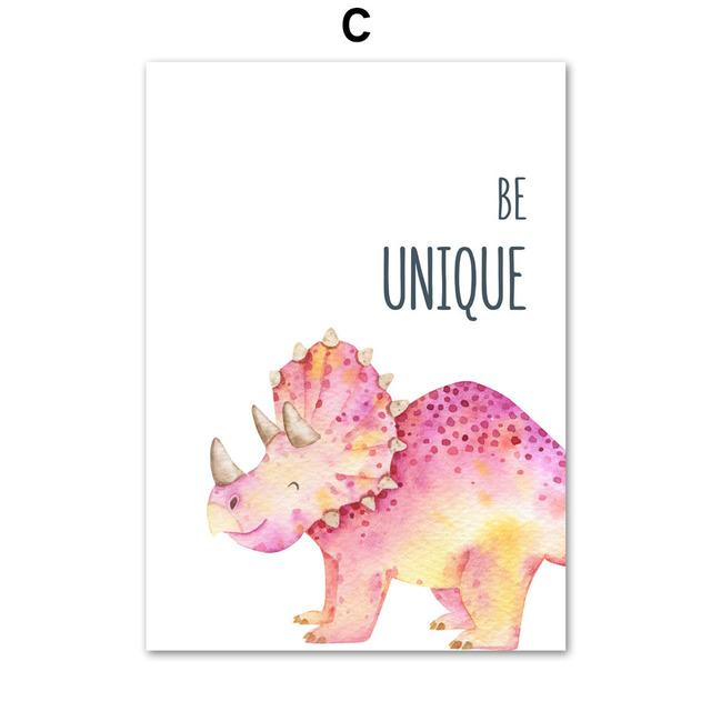 Dinozaur Stegosaurus Triceratops, artă de perete, pictură pe pânză, postere și imprimeuri nordice, imagini de perete, decorațiuni pentru camera de copii pentru copii