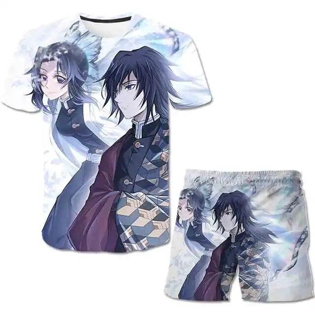 Baby Demon Slayer T shirt Clothes Summer Boys Clothing Sets Fashion T shirt+Short Pants 2pcs Suit Children Clothes Streetwear