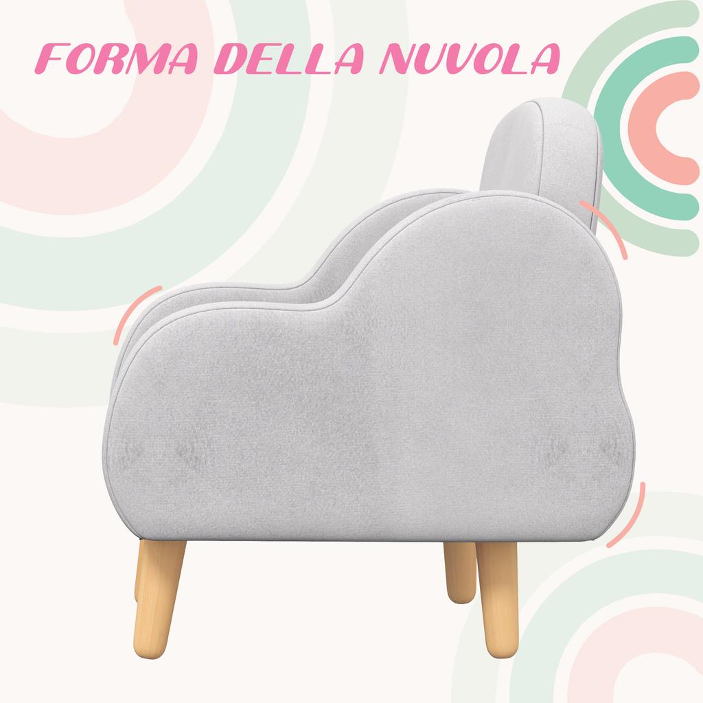 Children S Armchair Up To 3 Years Old With Cloud Shaped Armrests In Fabric 46x51x55cm Gray