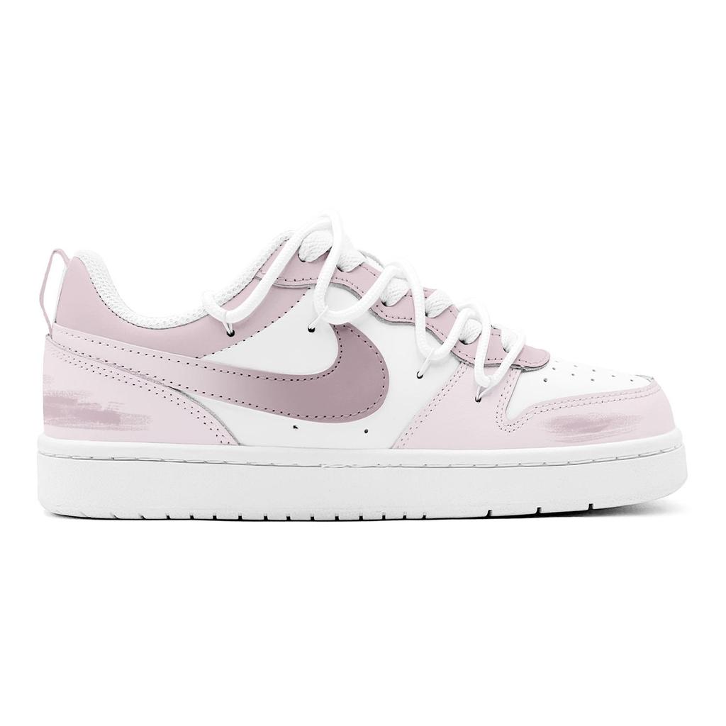 Nike Court Borough GS Couple's, Pink Love Starry, Comfortable Versatile, Fashion Individual Low top Skateboard Shoes BQ5448-100(TeamS2-S-BOX)