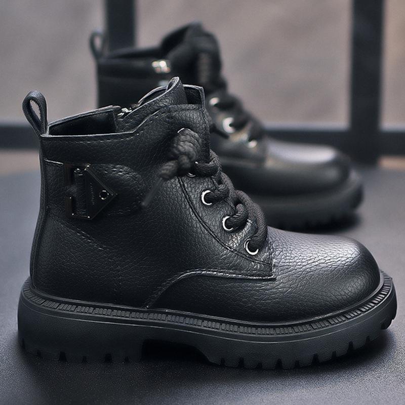 Children's Leather Shoes Autumn Winter Warm New Casual Shoes Surface Waterproof Soft Sole Fashionable Walking Shoes for Kids