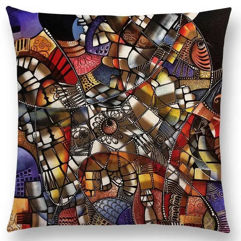 New Gorgeous Abstract Art Painting Mysterious Color Vortex Fantasy Geometry Retro Cushion Cover Car Sofa Throw Pillow Case