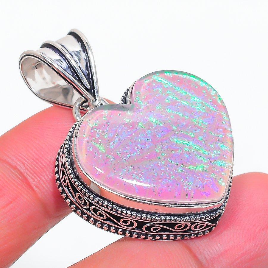 

Подвеска из натурального розового триплетного опала из стерлингового серебра 925 пробы 1,58 дюйма K5t03