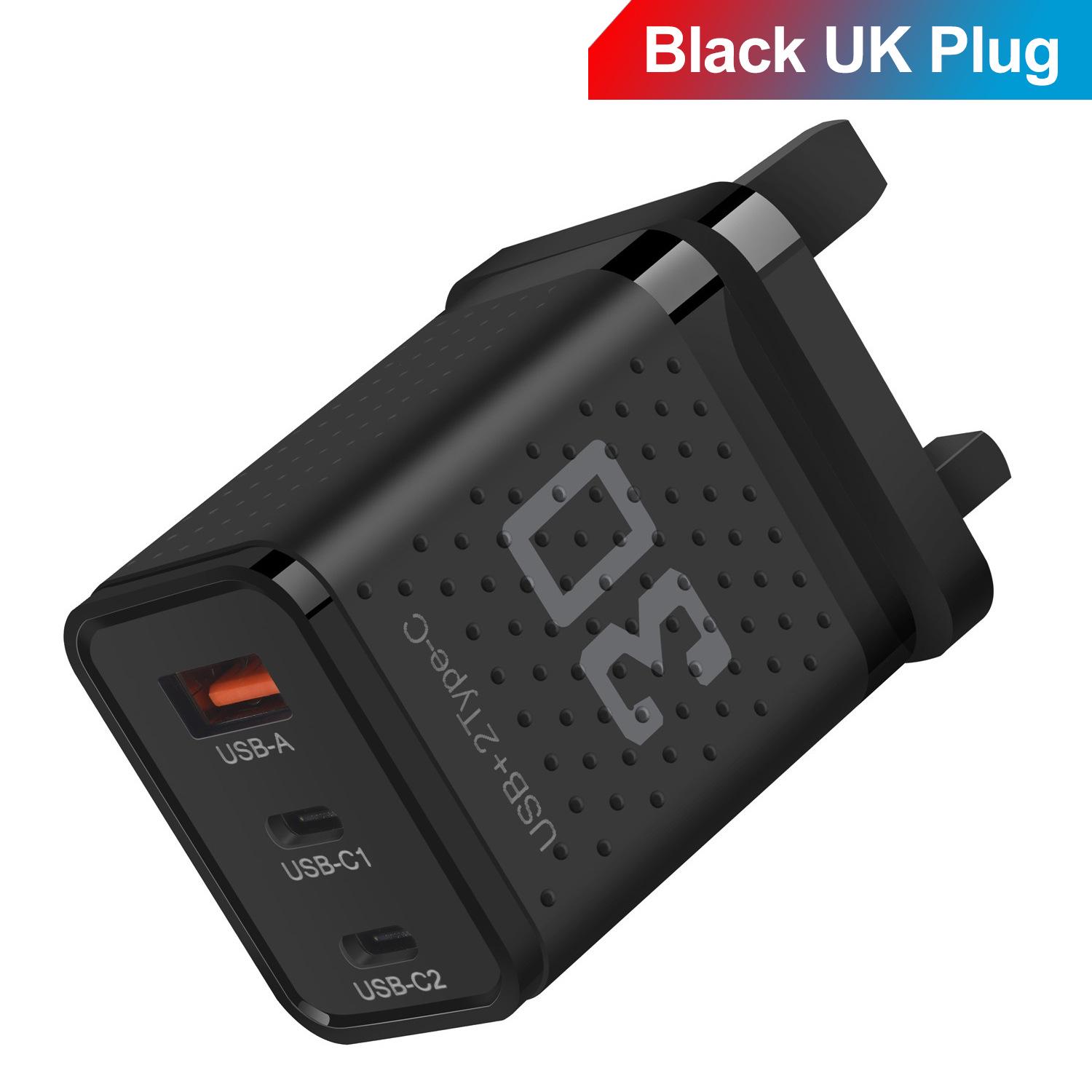 

2.4A Dual PD & USB Mobile Charger with US/EU/UK Plugs