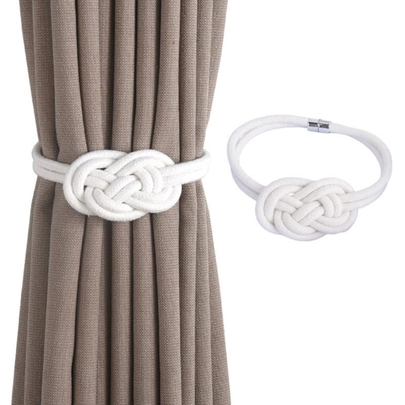 Magnetic Hemps Curtain Tiebacks,Decorative Drapery Holdbacks Bohemians Styles Woven Curtain Tie Back with Exquisite Knot