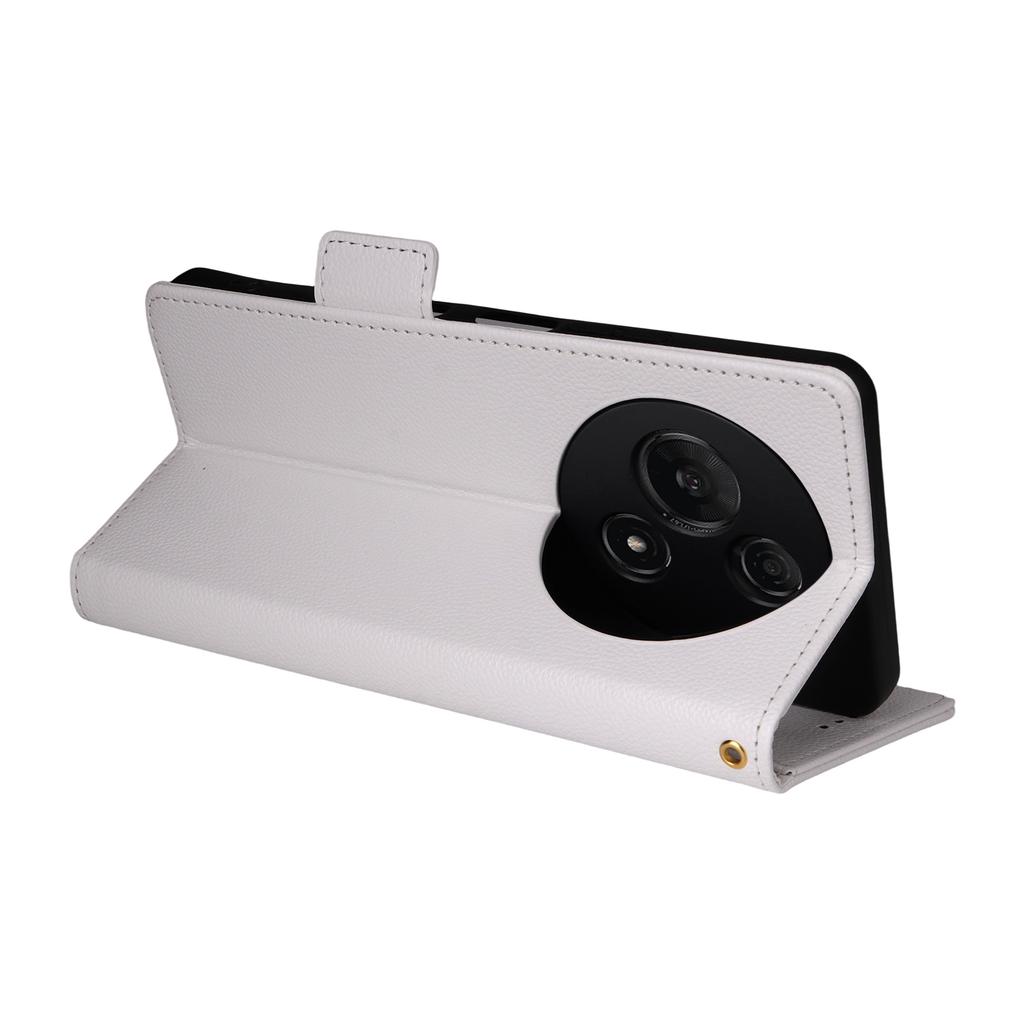 For TCL 60 NxtPaper 4G Case Litchi Texture PU Leather Wallet Phone Cover with Wrist Strap