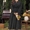 Vintage Long Sleeve Dresses Round Necked Plus Size Dress for Women Fashion Polka Dot Oversized Dress Elegant Tight Dress Commuter Fashion Maxi Dresses