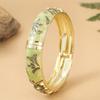 Vintage Floral Enamel Gold Plated Bangle Trendy Jewelry Accessory for Fashion Lovers Daily Wear Party