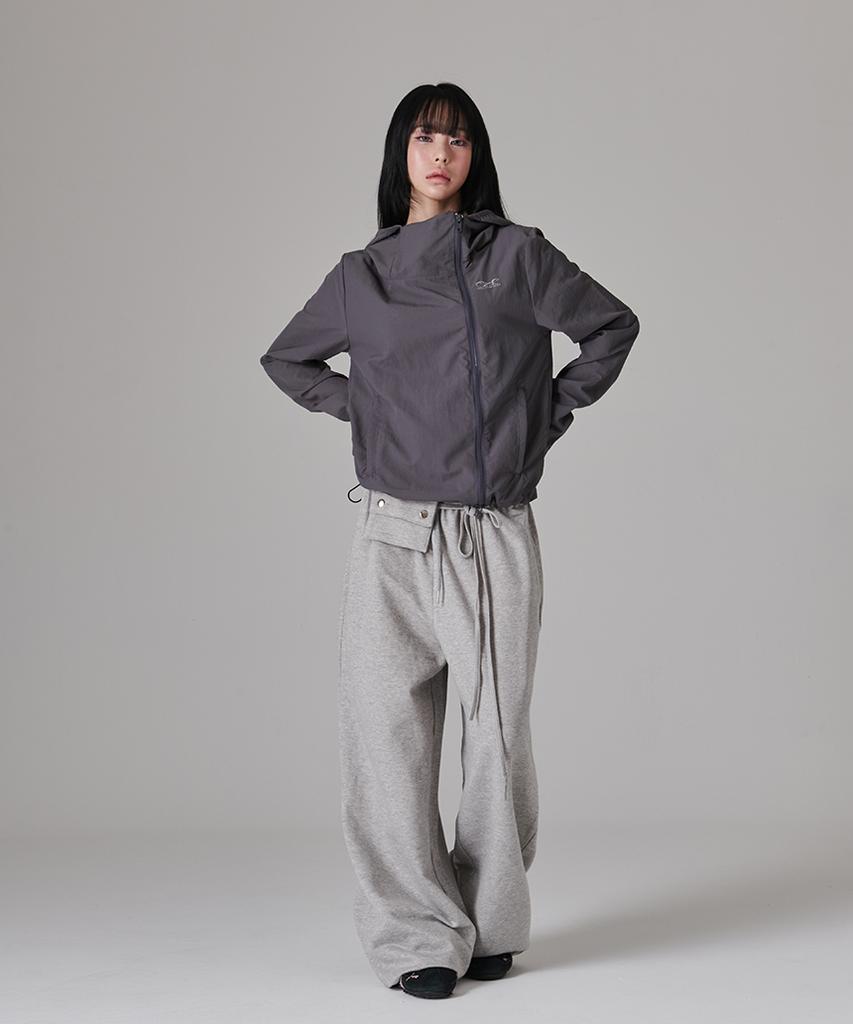 ESCAPEFROM Escf Logo Point High-Neck Windbreaker Charcoal