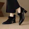 2025 Herbst und Winter neue Nerzhaar dicker Absatz weiche Oberfläche Samt tiefer Ausschnitt Einzelne Schuhe spitzer hoher Absatz vielseitig warm Damen Stiefeletten