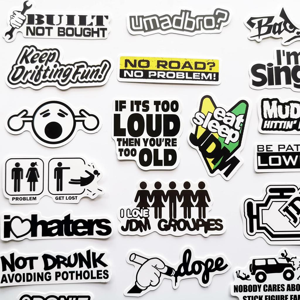 50 ks Vtipné USDM Herafra Sticker Bomb Paródia Nálepky JDM Drift Pretekárske Auto Nálepky