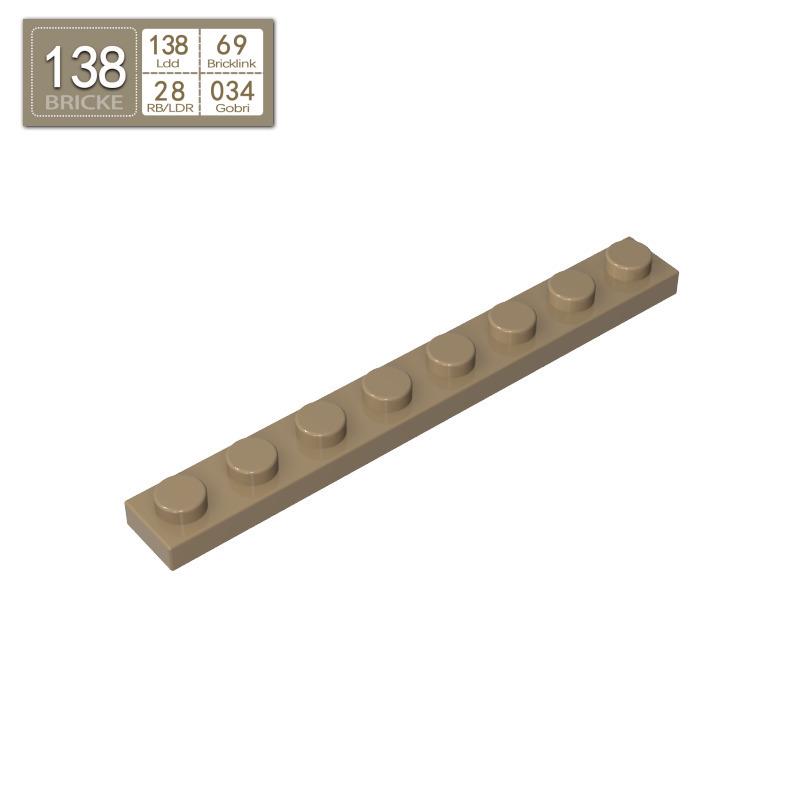 BRICKE Brick Guest 1x8 Plate, Compatible with Lego 3460, Loose Parts Building Blocks, Small Particles.