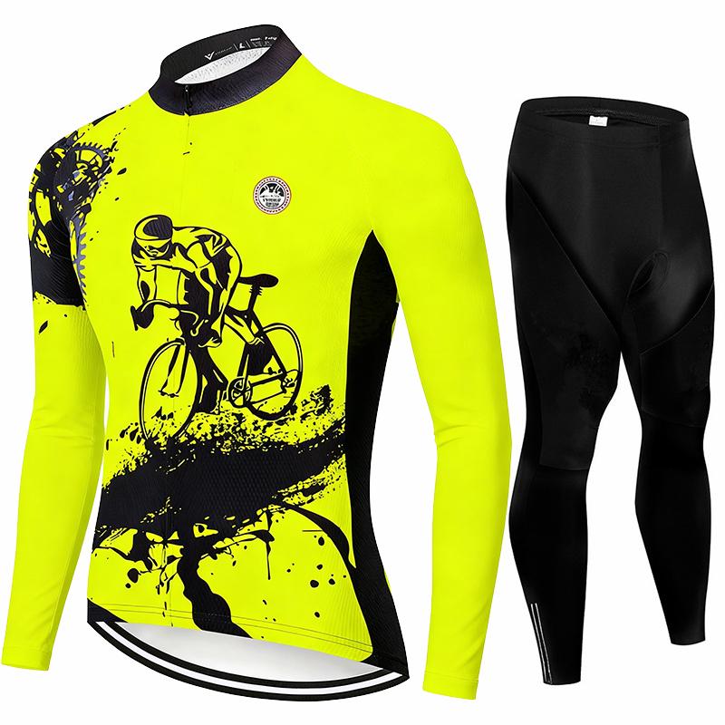 Team 2026 New Spring /Autumn Men Cycling Jersey Long Sleeve Set MTB Bike Clothing Maillot Ropa Ciclismo Racing Bicycle Clothes