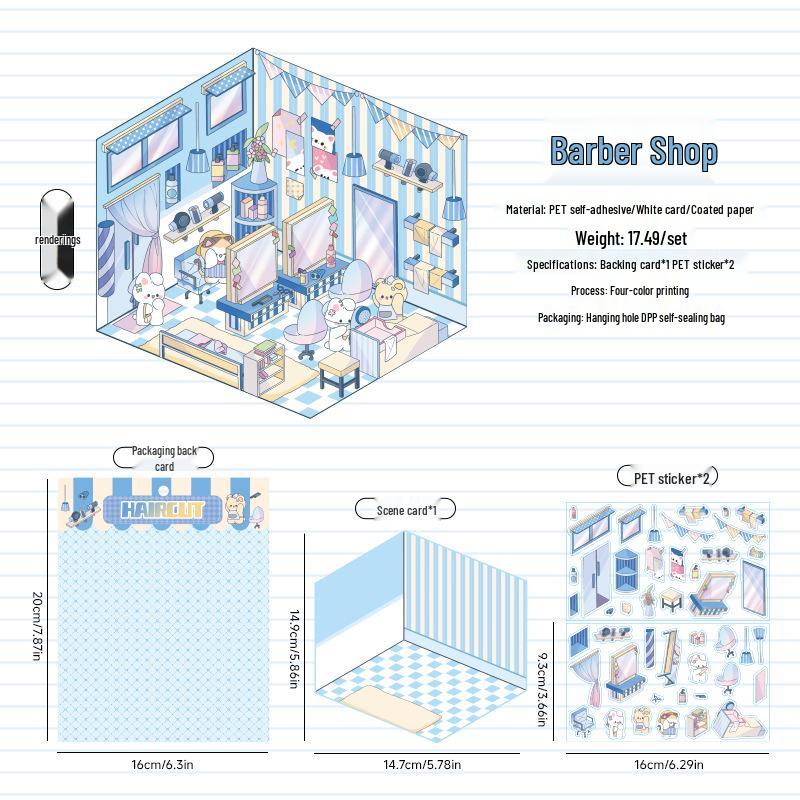 Fairy Tale Cottage 3D Landscape Stickers - Miniature Journal Decoration