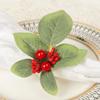 Christmas Napkin Rings Red Flower Towel Buckle Napkin Buckle Natural Jute Napkin Holder Wedding Party Christmas Table Decor