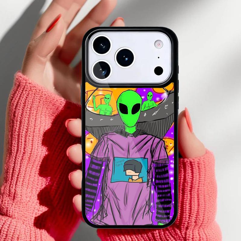 Aesthetics Cute Cartoon Alien Phone Case for iPhone 17 16 15 14 13 Pro Max Back Cover for 12 11 Pro Coque