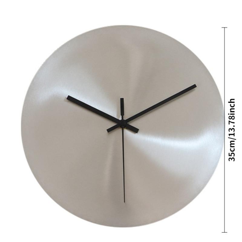 Round Silvery Silent Wall Clocks Industry Numberless Living Room Wall Watch Stainless Steel Panel Modern Simple Home Decor
