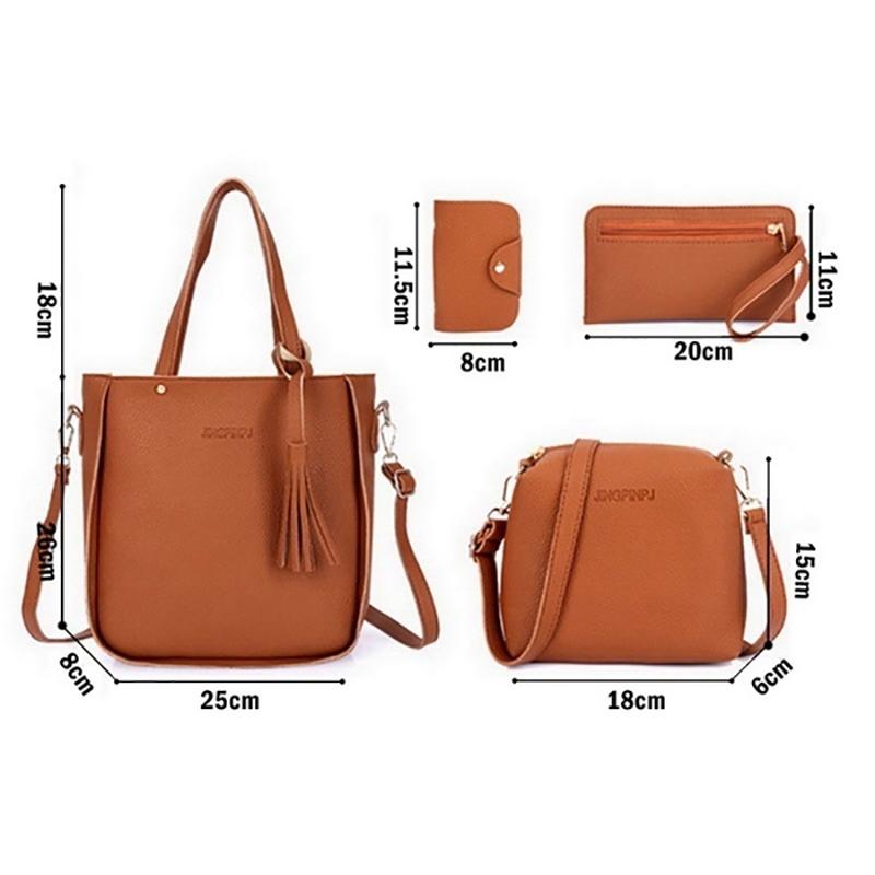 9 Colors Ladies Leather Bag Set 4Pcs Shoulder Bag Handbag Messenger Bag Set